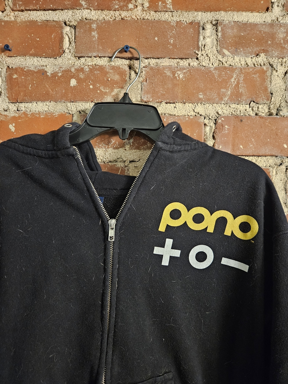 Black Neil Young Pono PonoMusic Zip-Up Hoodie with Yellow Logo